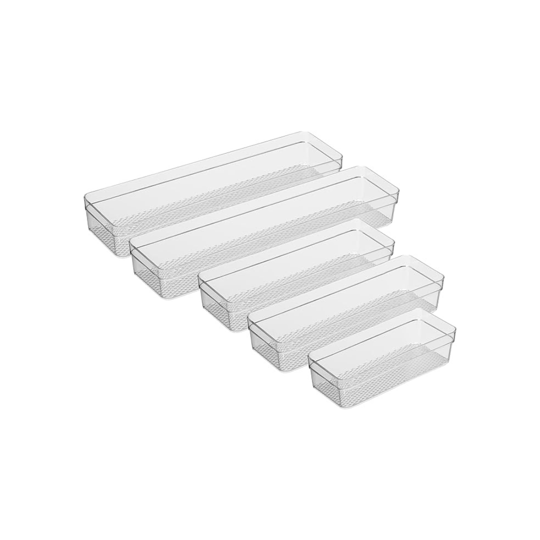 Set of 5 Clear Drawer Organizers