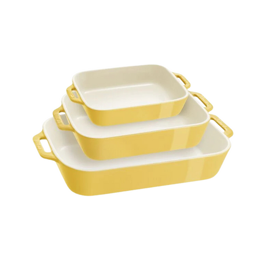 Staub Ceramic Rectangular Baking Dish 3 Piece Set - Citron