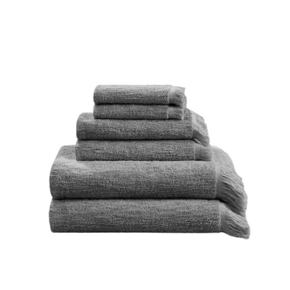 Nova Cotton Dobby Slub 6 Piece Towel Set - Charcoal