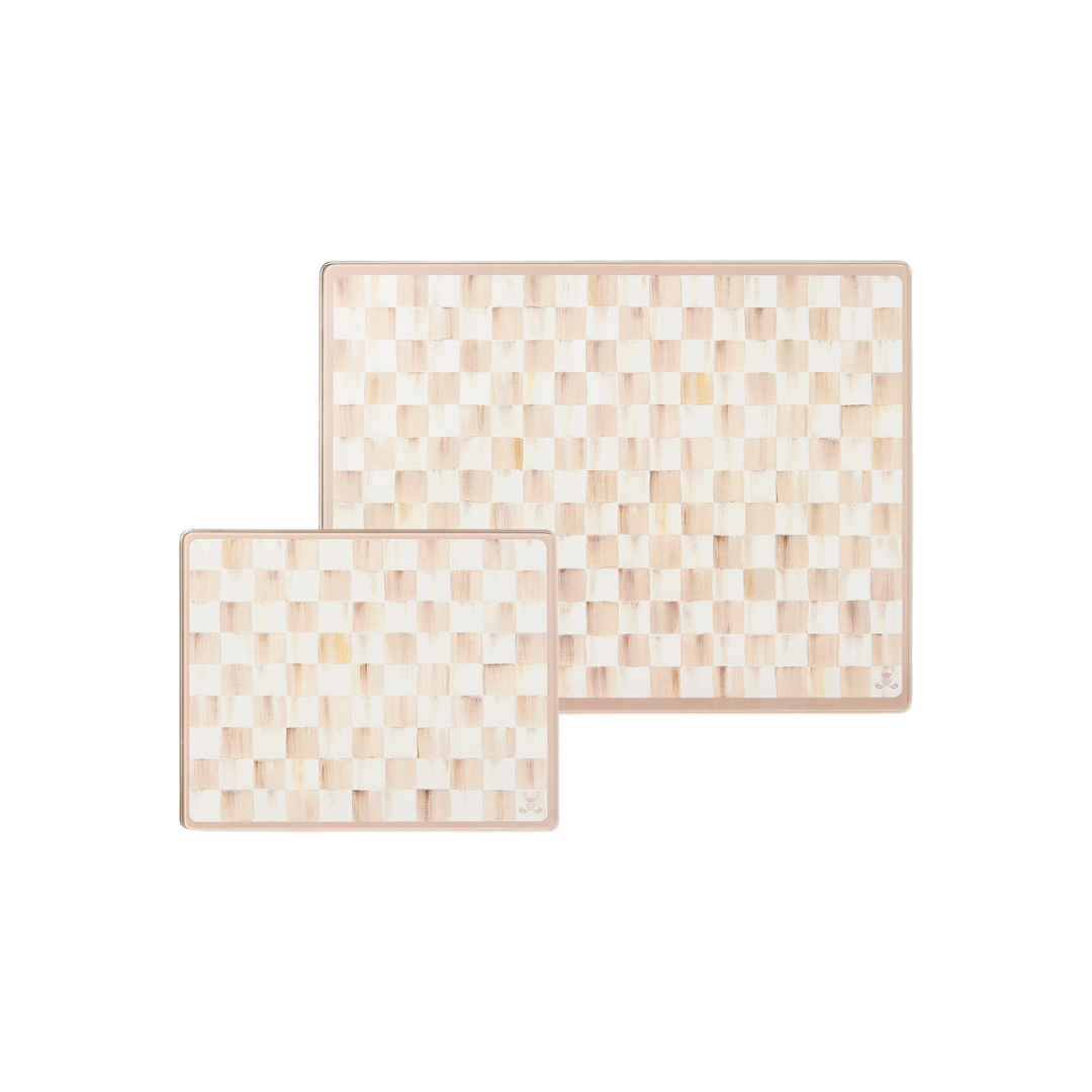 Mocha Check Glass Cutting Boards, Set of 2