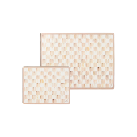 Mocha Check Glass Cutting Boards, Set of 2