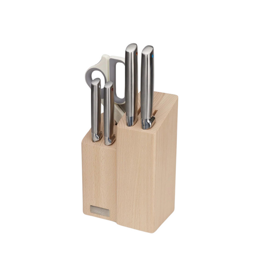 Elevate™ Fusion 5-piece Knife & Scissor Set with Beechwood Block