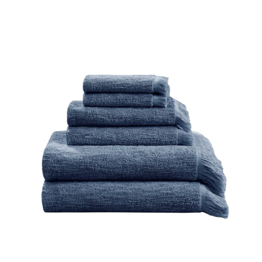 Nova Cotton Dobby Slub 6 Piece Towel Set - Navy