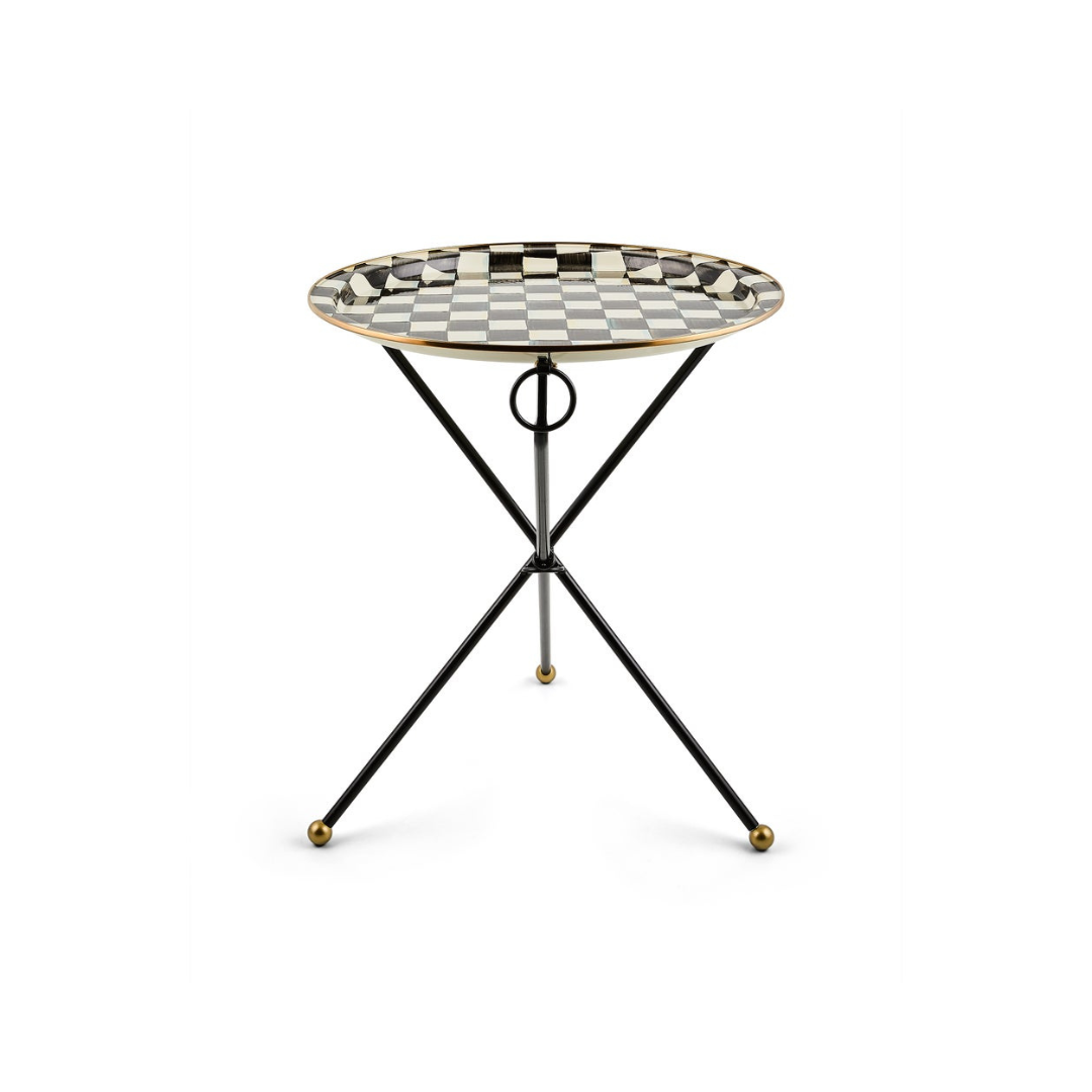 Courtly Check Enamel Tilt Accent Table