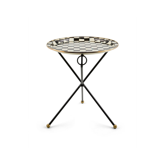Courtly Check Enamel Tilt Accent Table