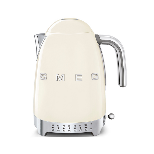 50s Retro Style Variable Temperature Kettle with 3D Logo - Cream
