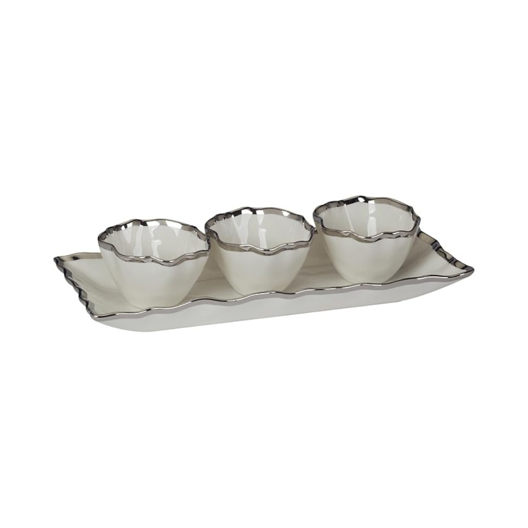 Regency Silver 4pc Tray And Condiment Bowls 14.25in X 6 in