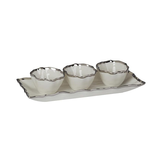 Regency Silver 4pc Tray And Condiment Bowls 14.25in X 6 in
