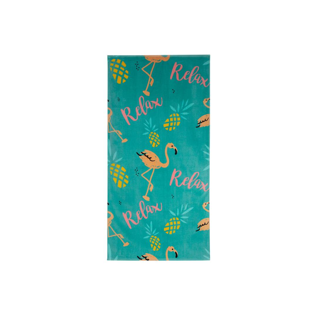 Flamingo Pineapple Velour Beach Towel 32" x 64"