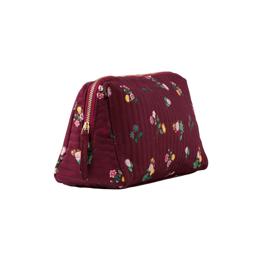 Ditsy Dahlia Quilted Large Cosmetic Pouch