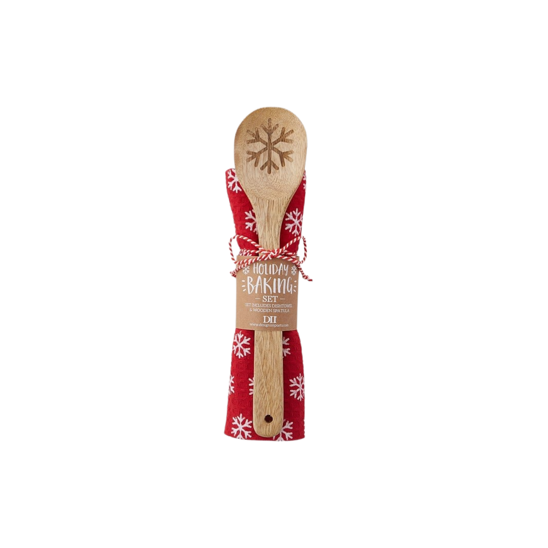 Holiday Baking Dishtowel + Spoon Gift Set - Snowflake