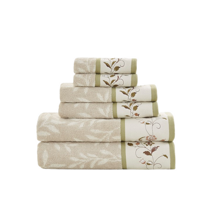 Serene Embroidered Cotton Jacquard 6 Piece Towel Set