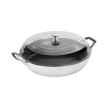 Staub Cast Iron Sauté Pan/ 12-inch Braiser With Glass Lid -  Pure White