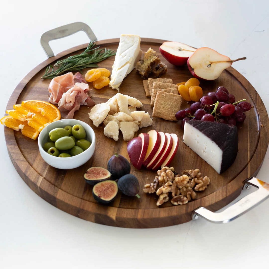 Acacia Round Herringbone Serving Board