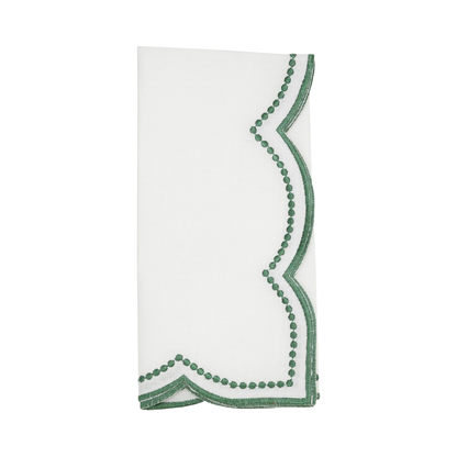 Embroidered Polka Dot Napkin W/ Scalloped Borde Set of 4