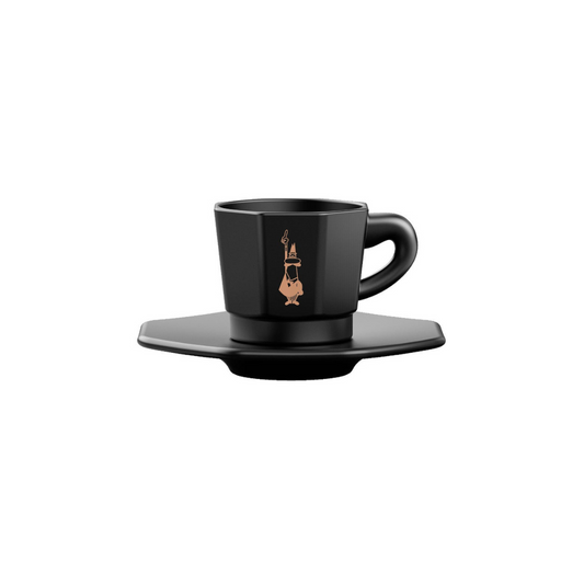 Octangonal Black & Rose Gold Coffee Cups - Set of 4