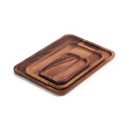 Set of 3 Acacia Rectangular Plates