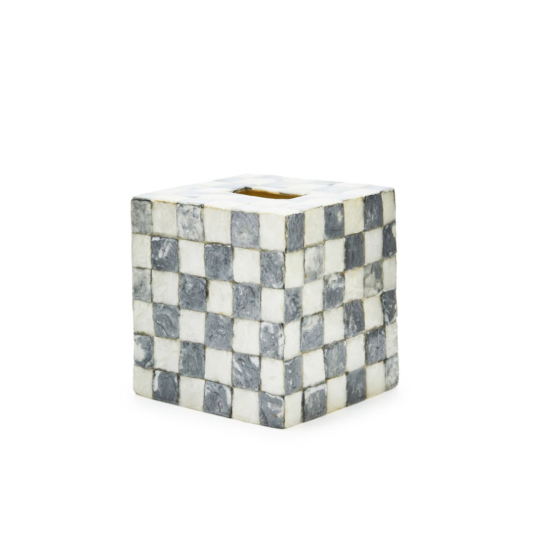 Sterling Check Capiz Boutique Tissue Box Cover