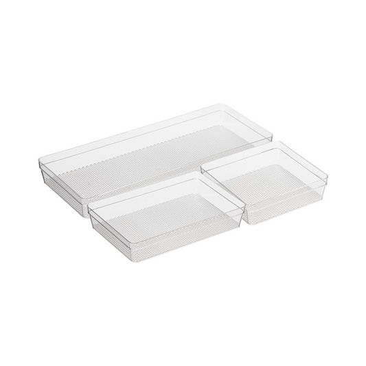 Set of 3 Clear Drawer Organizers