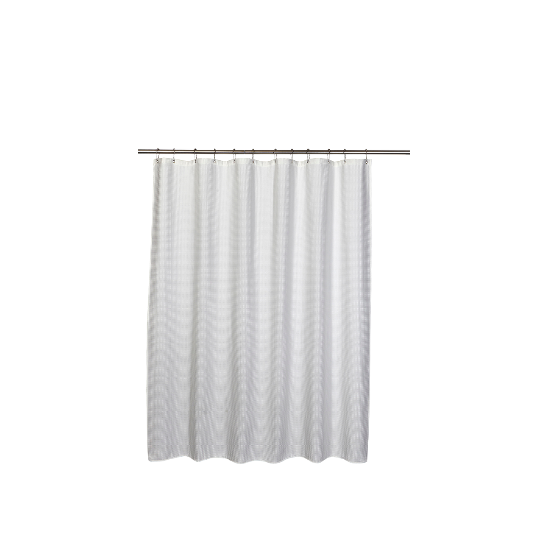 Quaker Waffle Shower Curtain White Poly-cot 180 X 180cm 270Gsm