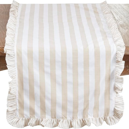 Striped Ruffle Runner 16X72 Natural