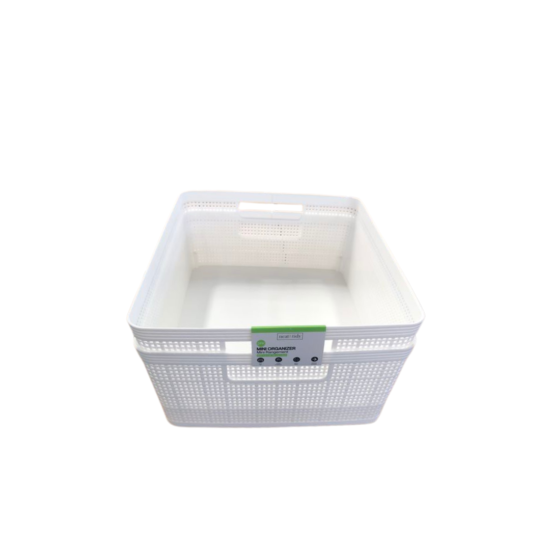 N&T 2pc Weave Storage Basket Set Plastic White