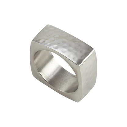 Square Hammered Napkin Ring Set Of 4