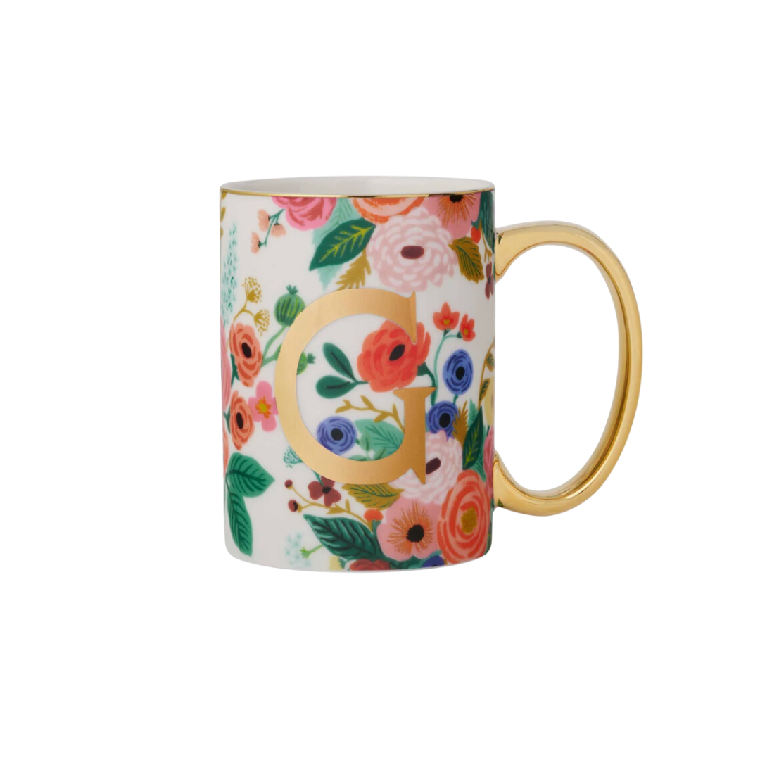 Garden Party Porcelain Monogram Mug - G