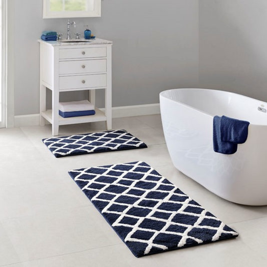 Bittman Reversible High Pile Tufted Bath Rug - Navy