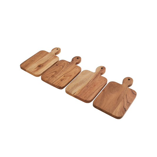 Caleb Acacia Wood Set of 4 Mini Charcuterie Serve Boards