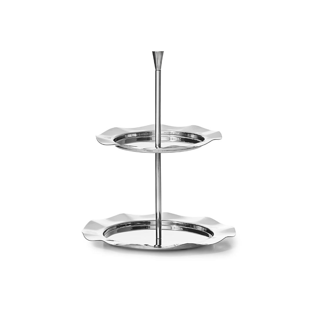 Lilliput Mirrored Stainless 2 Tiered Serving Stand