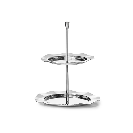 Lilliput Mirrored Stainless 2 Tiered Serving Stand