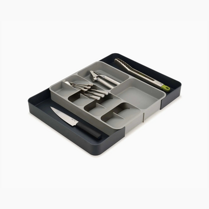 Organizador expandible para cubiertos, utensilios y aparatos DrawerStore™ de color gris