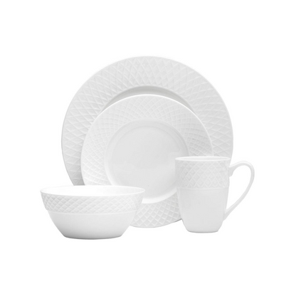 Trellis White 16 Piece Dinnerware Set