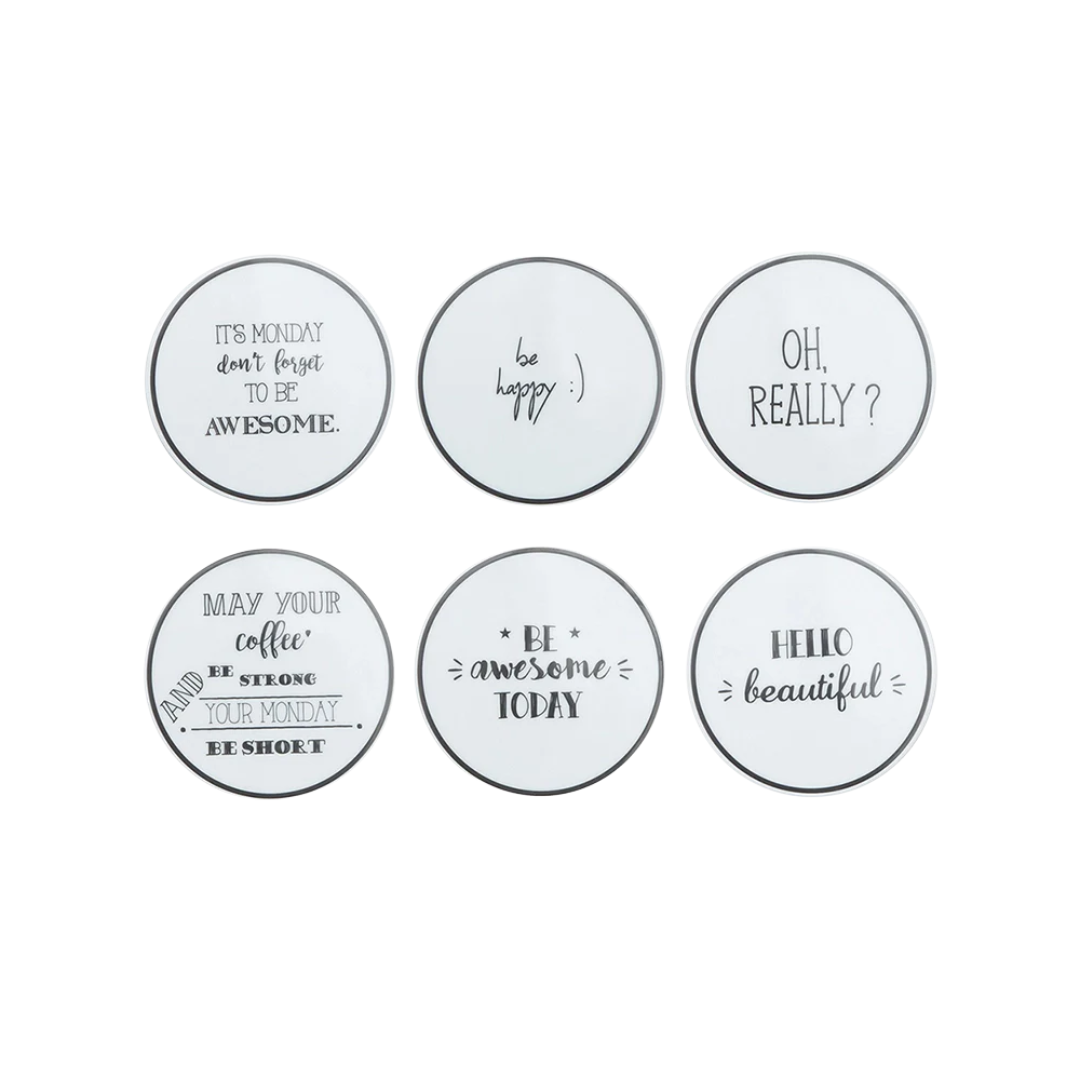 6 Piece Be Happy Coaster Set