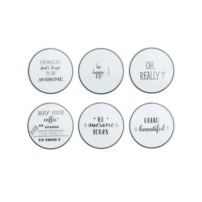6 Piece Be Happy Coaster Set