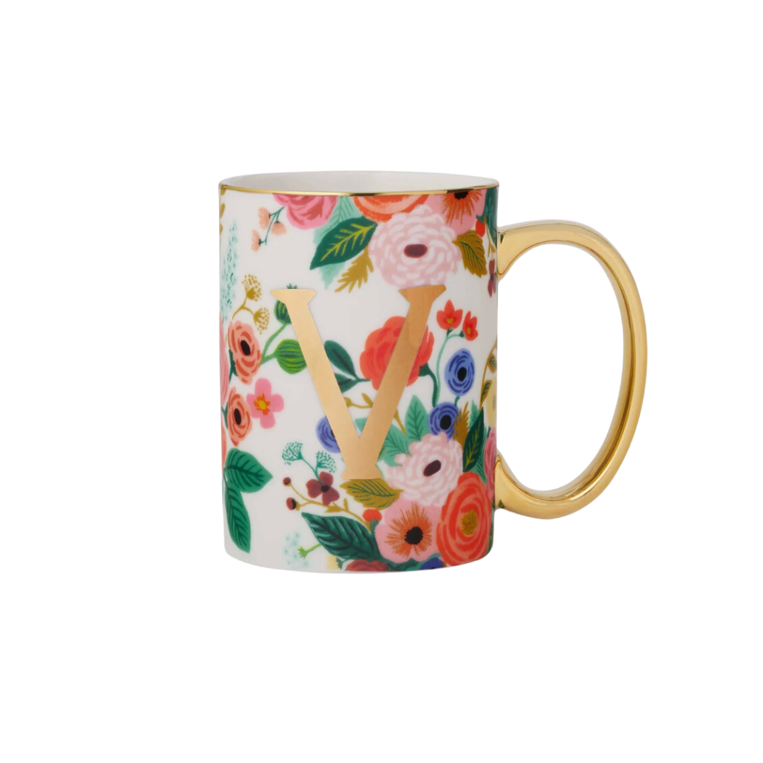 Garden Party Porcelain Monogram Mug - V