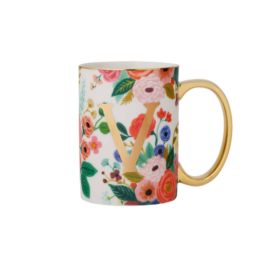 Garden Party Porcelain Monogram Mug - V