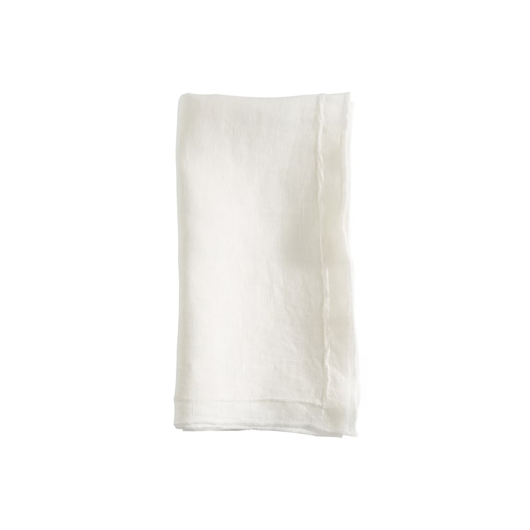 Stonewashed Overlock Border Napkin Ivory Set Of 4