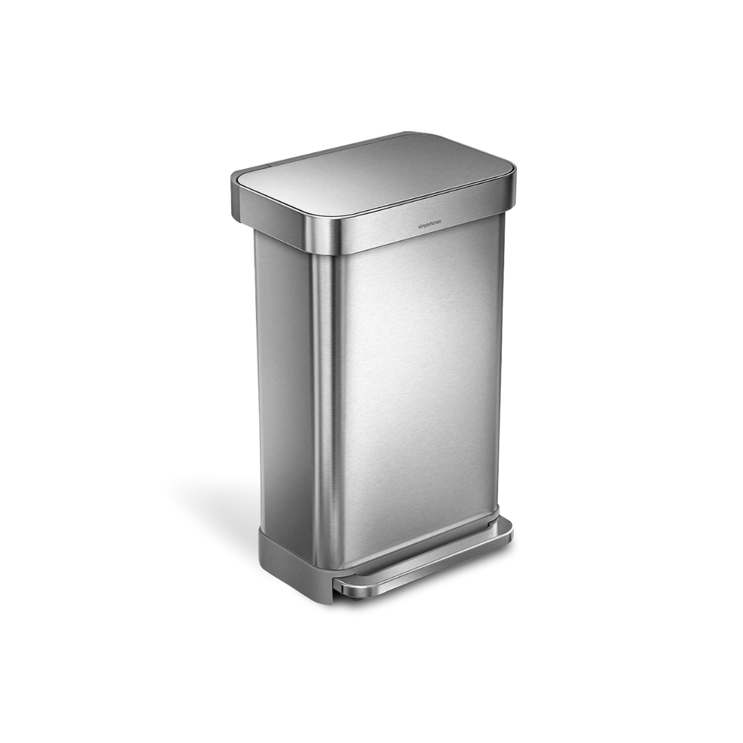 45L Rectangular Step Can, Brushed Stainless Steel