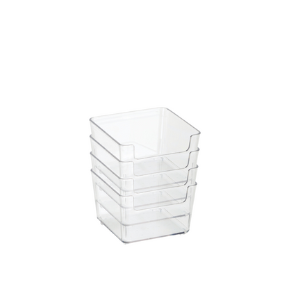 N&T 4pk Small Square Storage Bins 60Gg PET Clear