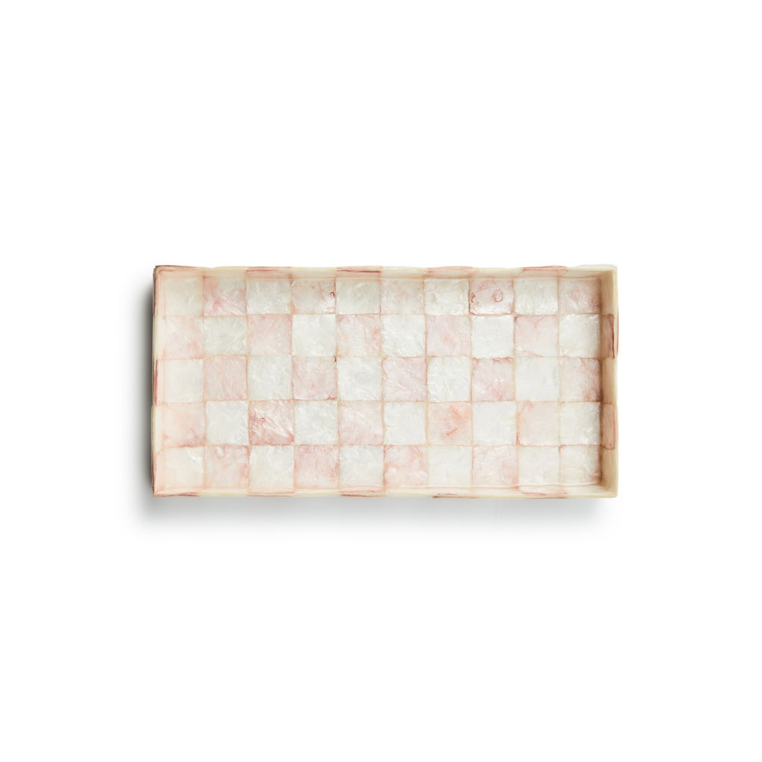 Rosy Check Capiz Vanity Tray