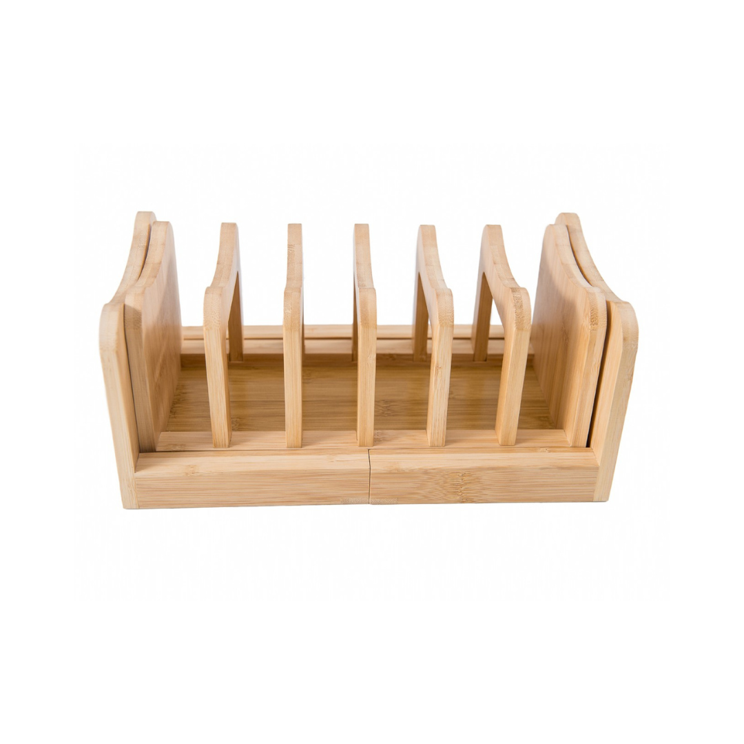 Bamboo Expandable Lid Holder with Removable Dividers