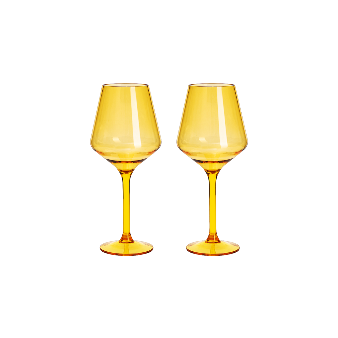 Set of 2 Floating Wine Glasses for Pool Yellow