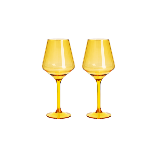 Set of 2 Floating Wine Glasses for Pool Yellow