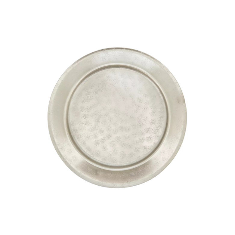 Set of 4 Aluminum Round Rim Charger Silver 13"