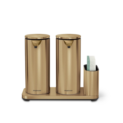 Dual Sensor Pump 14 oz. with Caddy, High- Grade Brass Stainless Steel