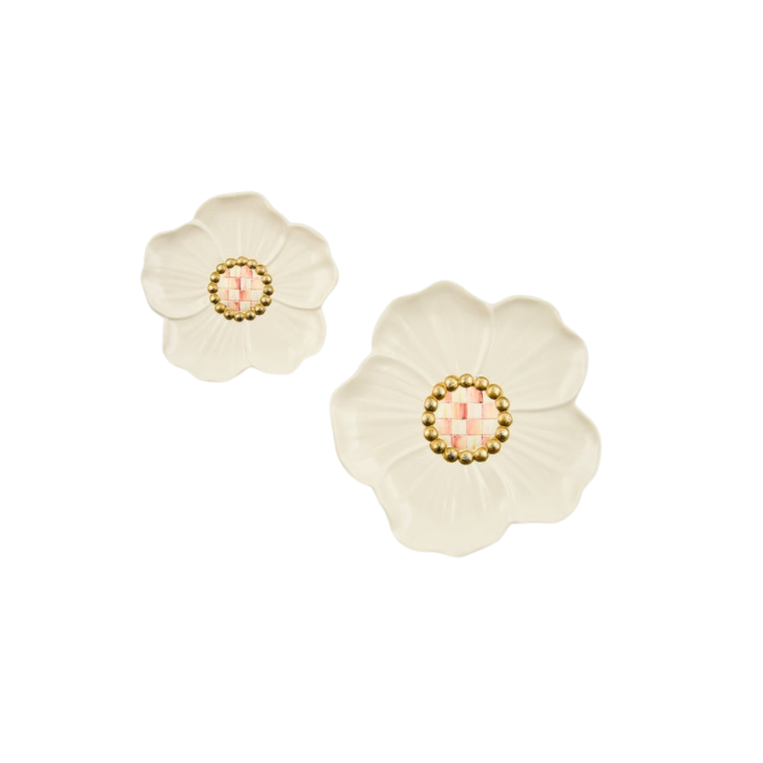 Rosy Flower Trinket Dishes, Set of 2