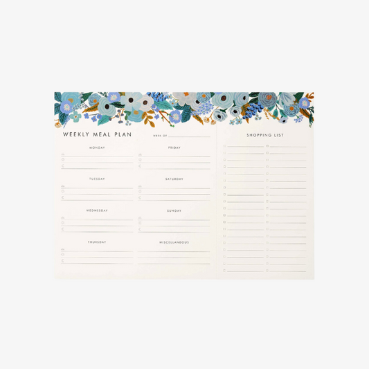 Garden Party Blue Meal Planner Notepad