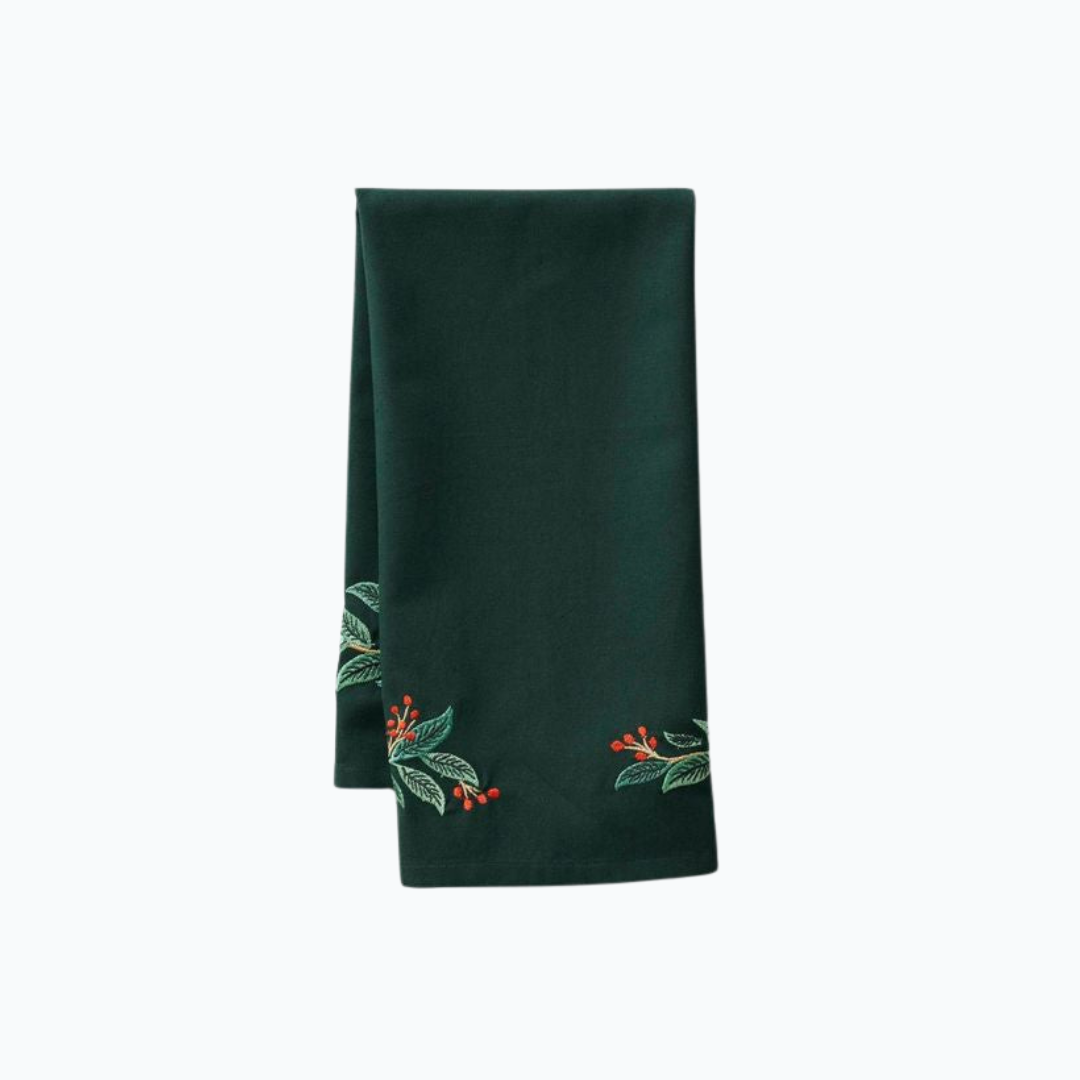 Willowberry Embroidered Holiday Tea Towel